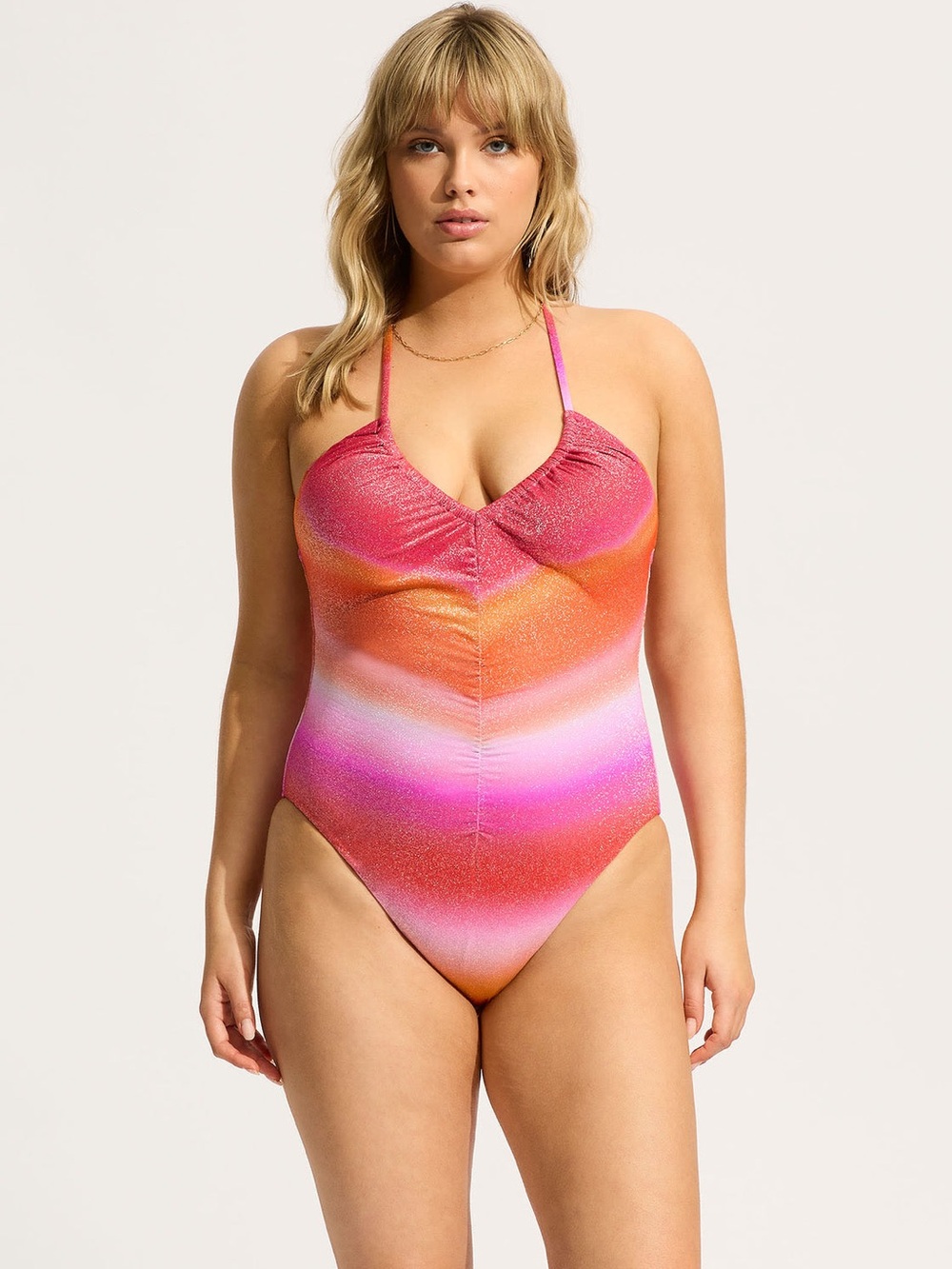 SEAFOLLY NWT Halter One-Piece Swimsuit in Sunset Ombre - Picture 5 of 7